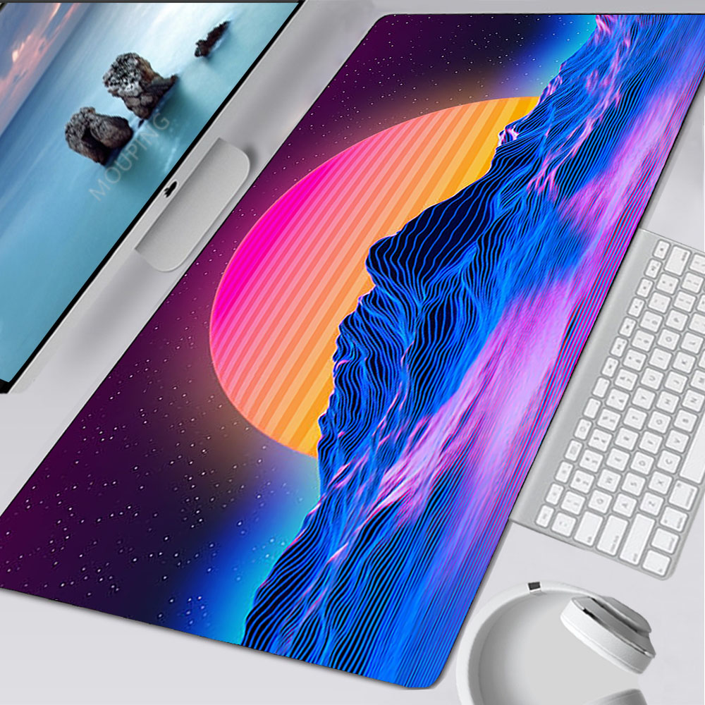 Gaming Accessories For Table - Vaporwave Mousepad Retrowave/synthwave 900x400 Mouse Pad