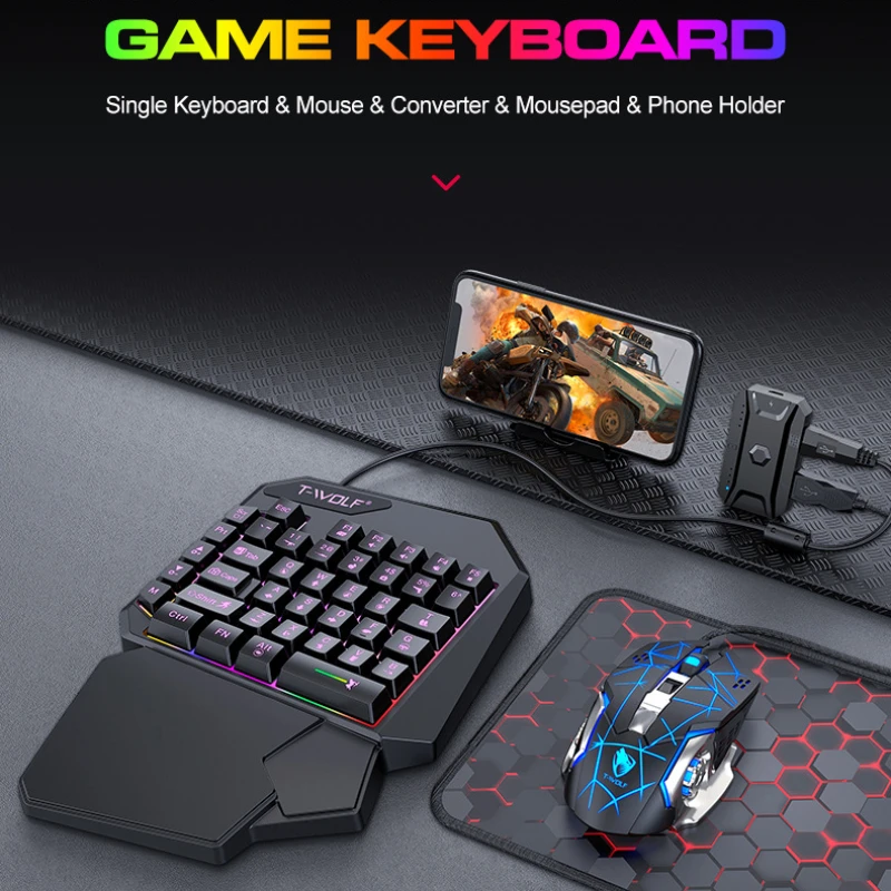 T-WOLF TF900 One Handed Keyboa - Gaming Accessories Bundle 评论和价格