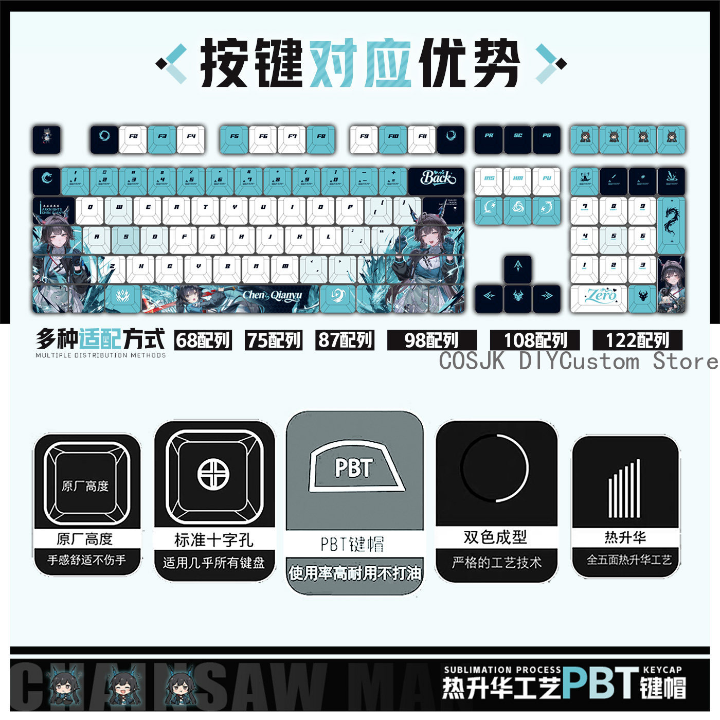 122 Keys Anime Chen Qianyu Ark - Gaming Accessories Keyboards 评论和价格