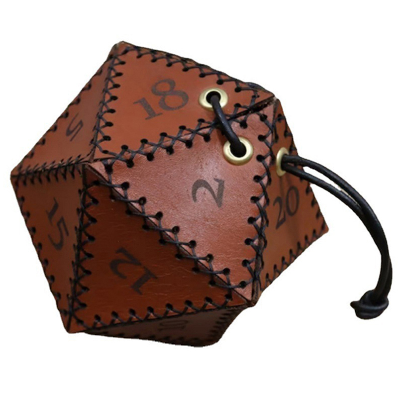 Leather D20 Dice Bag Polygonal - Gaming Accessories Ideas 评论和价格